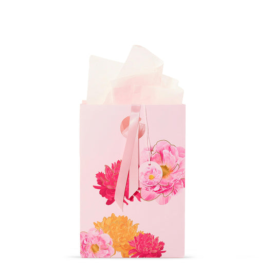 Pink Peony Floral Gift Bag (S1SGE)